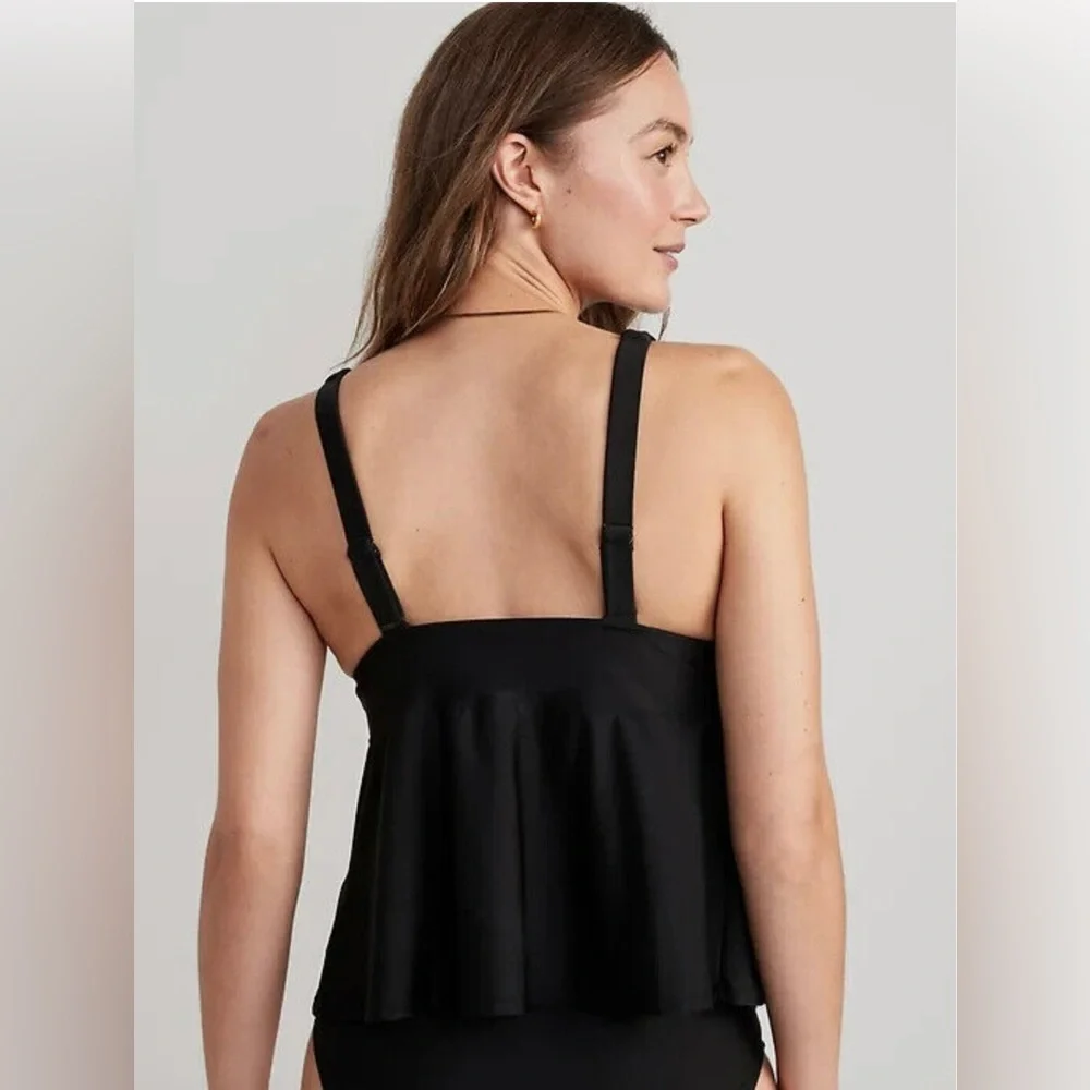🆕 RESERVED EB Old Navy Women’s V-Neck Swing Tankini Swim Top Black S 4-6 - Picture 2 of 13